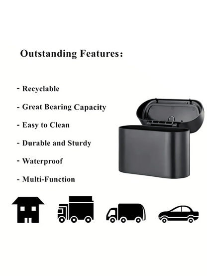 Car Trash Can With Lid, Leak-Proof, Car Storage Box, Car Organizer, Hanging Storage Box, Mini Creative Car Trash Can, Portable Hanging Trash Can, Suitable For Multiple Car Models, Car Interior Accesso