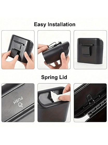 Car Trash Can With Lid, Leak-Proof, Car Storage Box, Car Organizer, Hanging Storage Box, Mini Creative Car Trash Can, Portable Hanging Trash Can, Suitable For Multiple Car Models, Car Interior Accesso