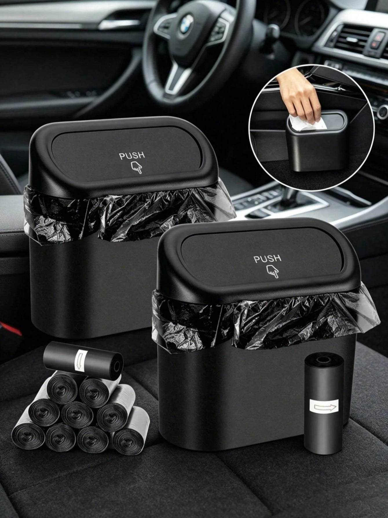 Car Trash Can With Lid, Leak-Proof, Car Storage Box, Car Organizer, Hanging Storage Box, Mini Creative Car Trash Can, Portable Hanging Trash Can, Suitable For Multiple Car Models, Car Interior Accesso