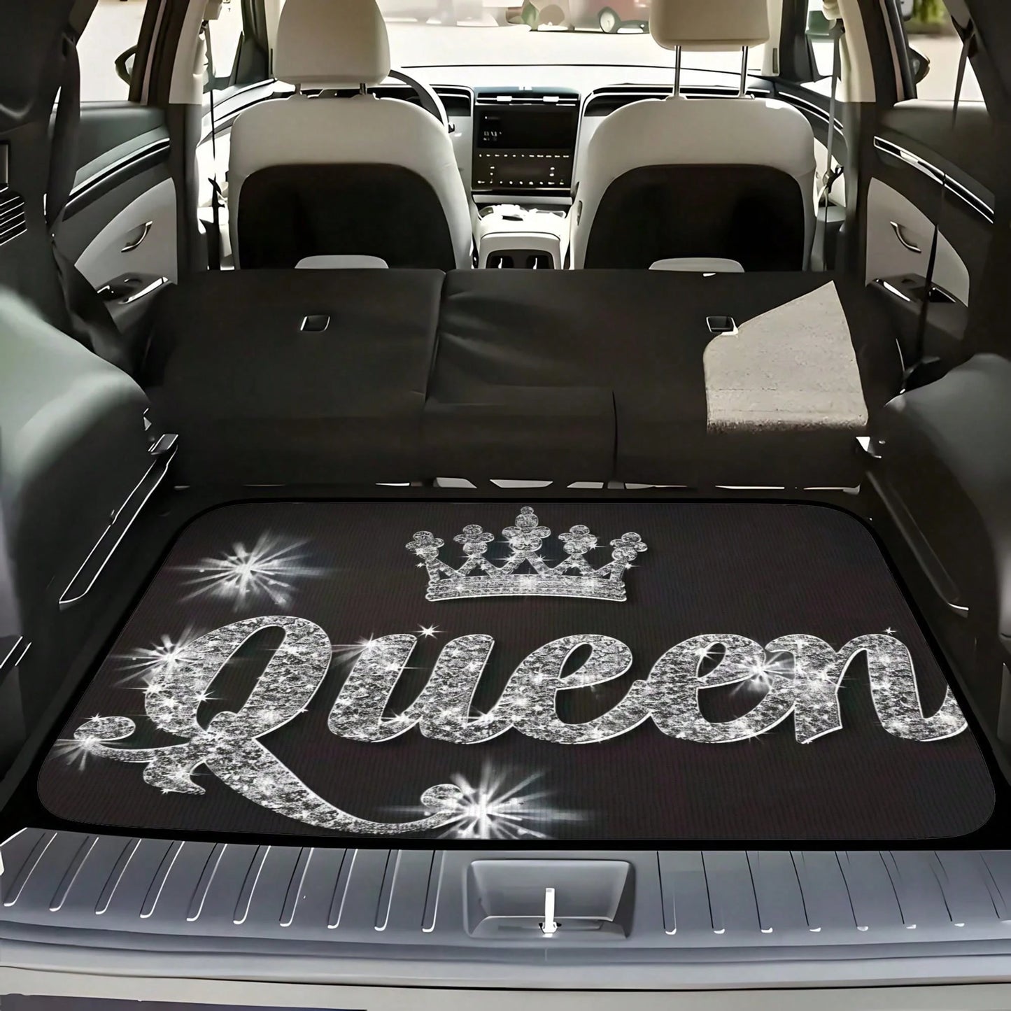 Car Trunk Pad, "Queen" Printed Trunk Pad With Crown And Star Pattern- Durable Load Pad, Suitable For Cars, Stylish And Simple Design, Suitable For Outdoor Sports Travel And As A Christmas Gift, 30 *
