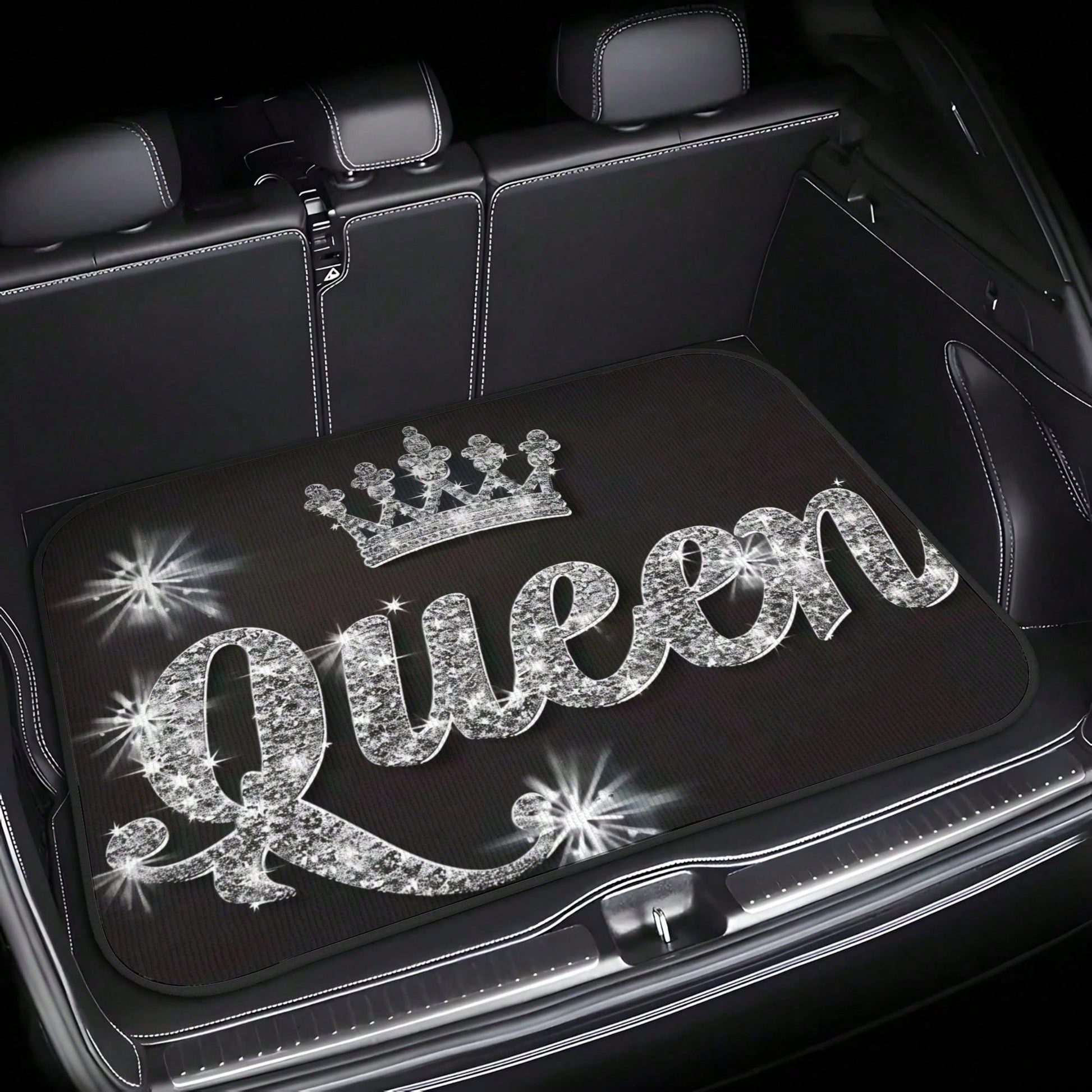 Car Trunk Pad, "Queen" Printed Trunk Pad With Crown And Star Pattern- Durable Load Pad, Suitable For Cars, Stylish And Simple Design, Suitable For Outdoor Sports Travel And As A Christmas Gift, 30 *