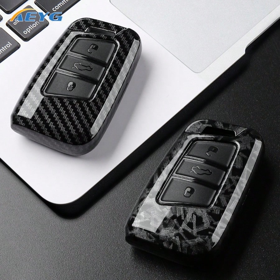 Carbon Fiber Texture Hard ABS Material Car Key Cover Compatible With Volkswagen Passat Magotan B8 And Octavia A7 Kodiaq- Durable Smart Key Shell Protective Case