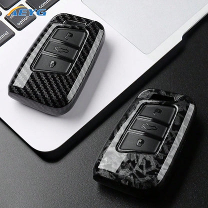 Carbon Fiber Texture Hard ABS Material Car Key Cover Compatible With Volkswagen Passat Magotan B8 And Octavia A7 Kodiaq- Durable Smart Key Shell Protective Case
