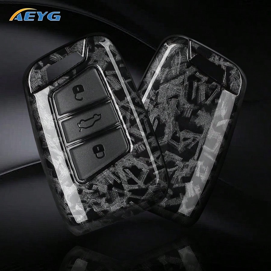 Carbon Fiber Texture Hard ABS Material Car Key Cover Compatible With Volkswagen Passat Magotan B8 And Octavia A7 Kodiaq- Durable Smart Key Shell Protective Case