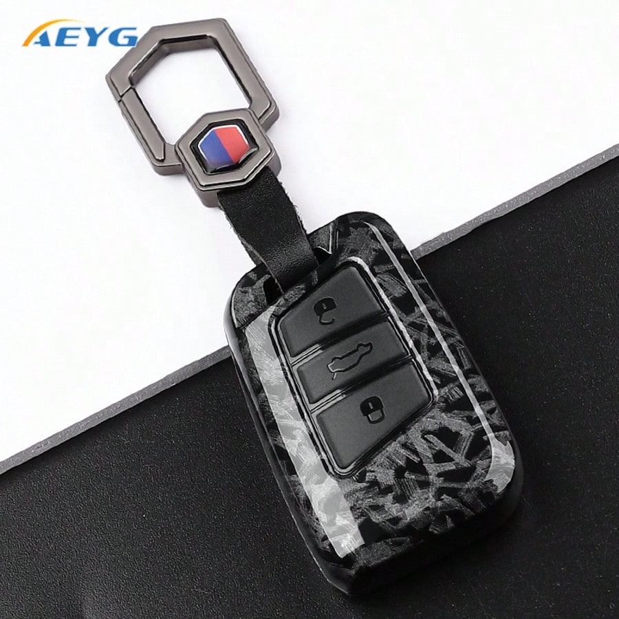 Carbon Fiber Texture Hard ABS Material Car Key Cover Compatible With Volkswagen Passat Magotan B8 And Octavia A7 Kodiaq- Durable Smart Key Shell Protective Case