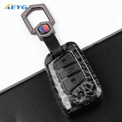 Carbon Fiber Texture Hard ABS Material Car Key Cover Compatible With Volkswagen Passat Magotan B8 And Octavia A7 Kodiaq- Durable Smart Key Shell Protective Case