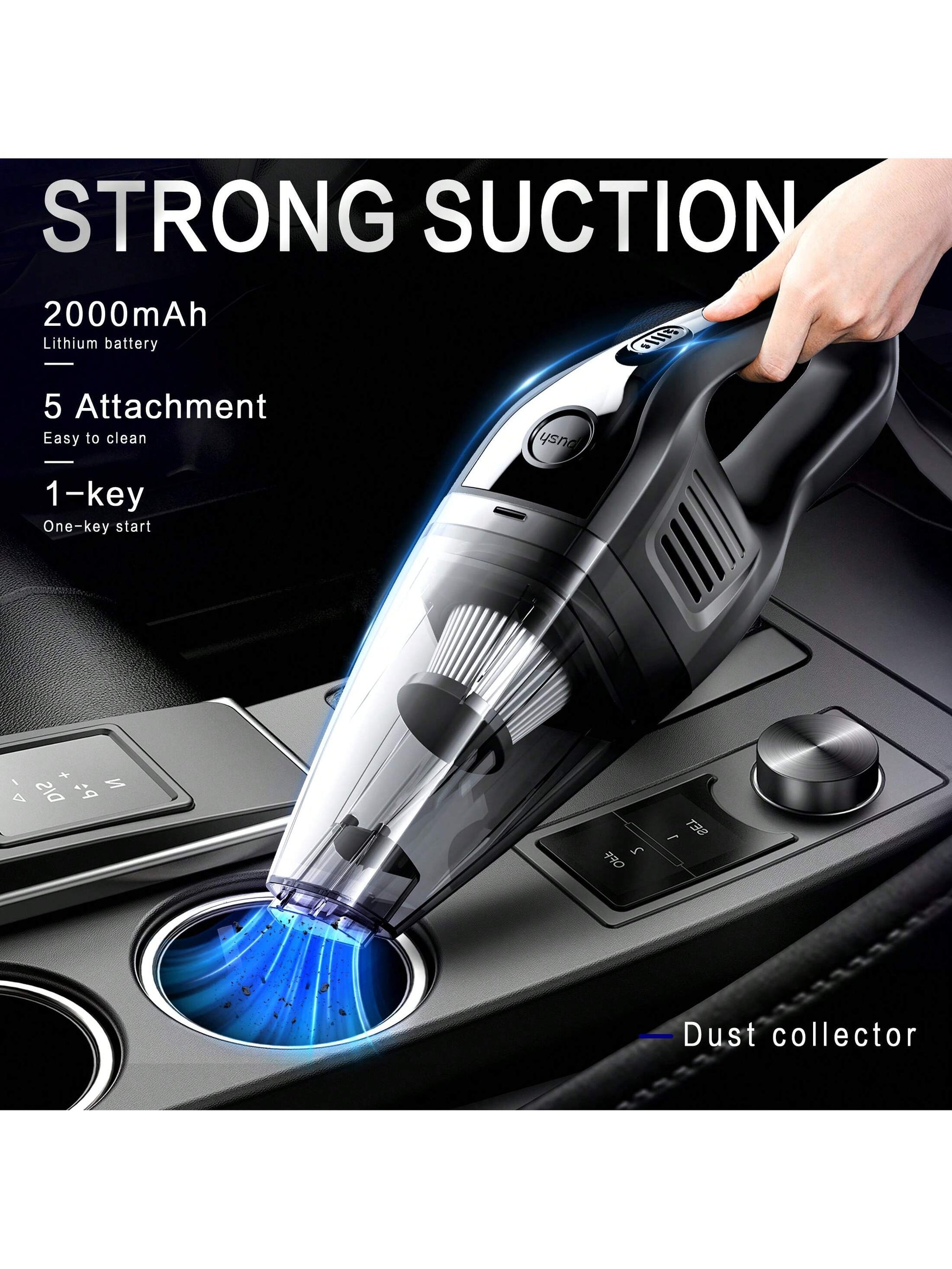 CascadeVac Handy Vacuum Cleaner Handheld Vacuum Cleaner For The Family Car, Powerful Suction USB Charging Mini Cleaning Vacuum Cleaner, Has A Variety Of Accessories For The Car, Home, Office And Other