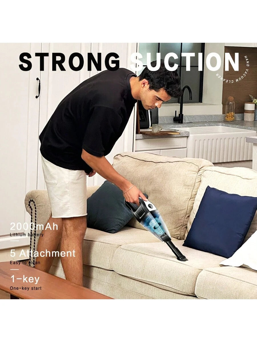 CascadeVac Handy Vacuum Cleaner Handheld Vacuum Cleaner For The Family Car, Powerful Suction USB Charging Mini Cleaning Vacuum Cleaner, Has A Variety Of Accessories For The Car, Home, Office And Other