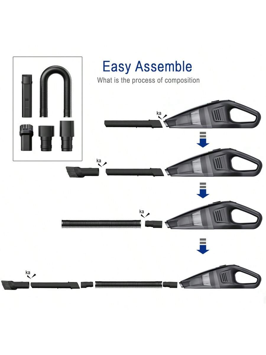 CascadeVac Handy Vacuum Cleaner Handheld Vacuum Cleaner For The Family Car, Powerful Suction USB Charging Mini Cleaning Vacuum Cleaner, Has A Variety Of Accessories For The Car, Home, Office And Other