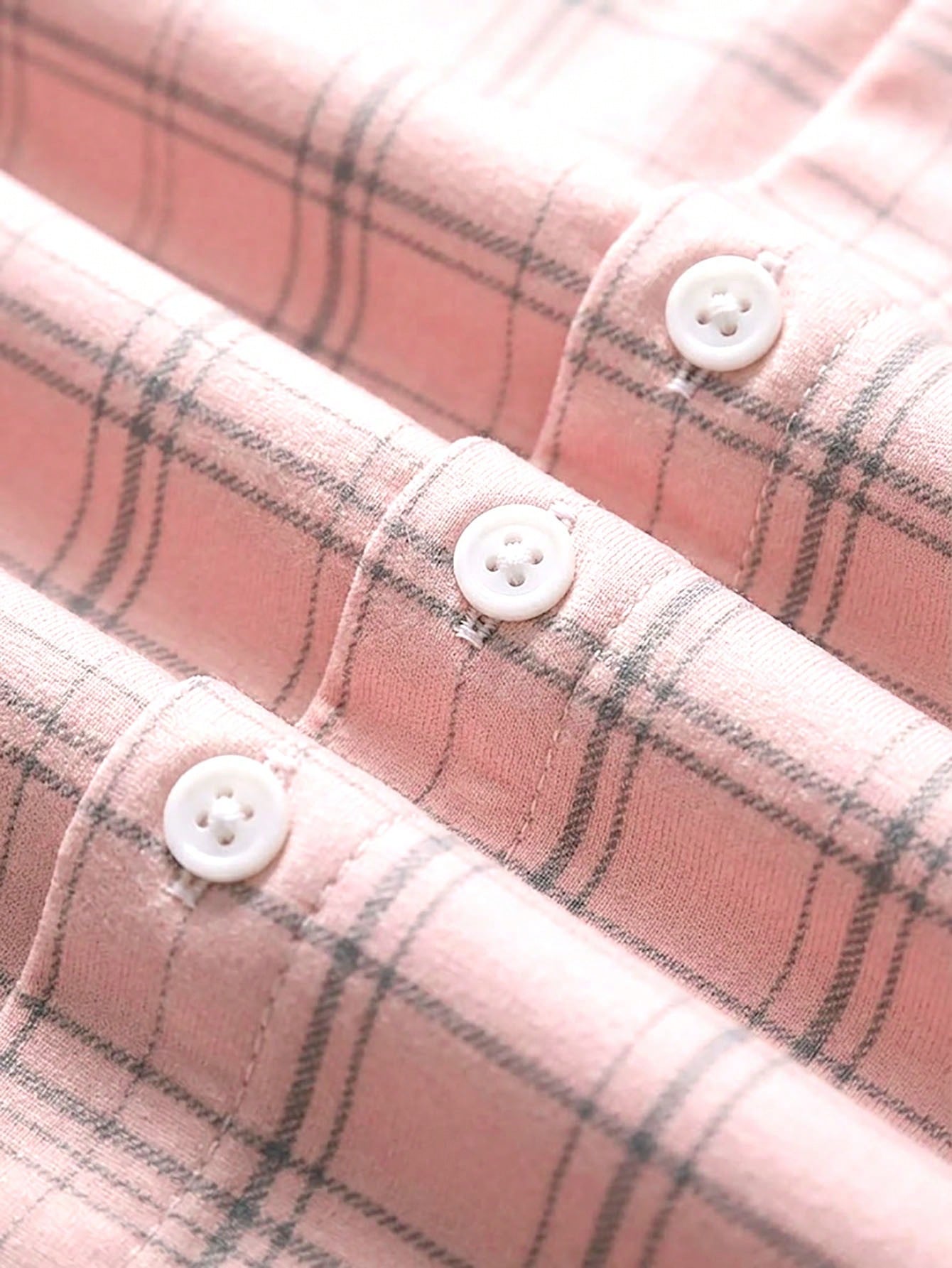 Casual Fashion Plaid Print Women's Plus Size Lightweight Long Sleeve Button-Up Shirt Pink