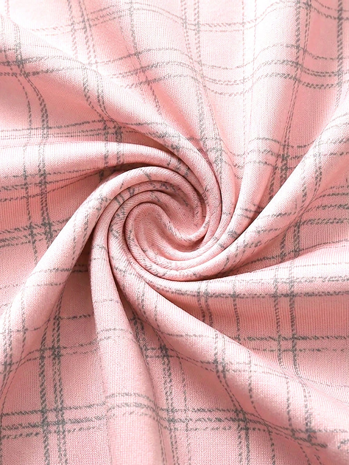 Casual Fashion Plaid Print Women's Plus Size Lightweight Long Sleeve Button-Up Shirt Pink
