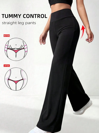 Casual Sports Solid Color High Waist Straight Leg Pants