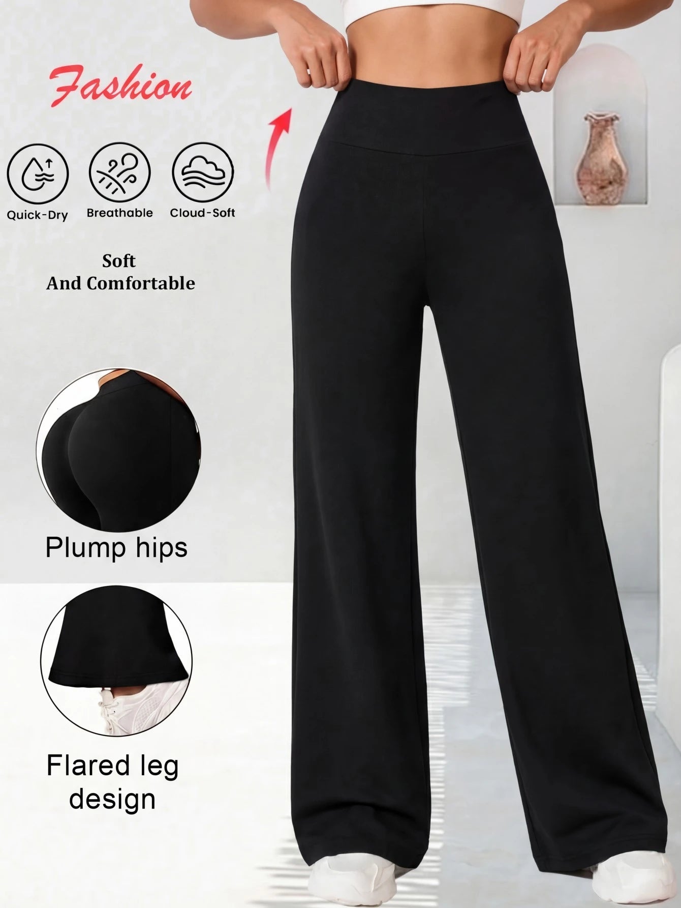 Casual Sports Solid Color High Waist Straight Leg Pants