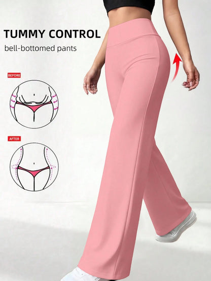 Casual Sports Solid Color High Waist Straight Leg Pants