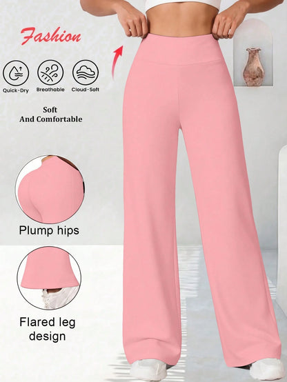 Casual Sports Solid Color High Waist Straight Leg Pants
