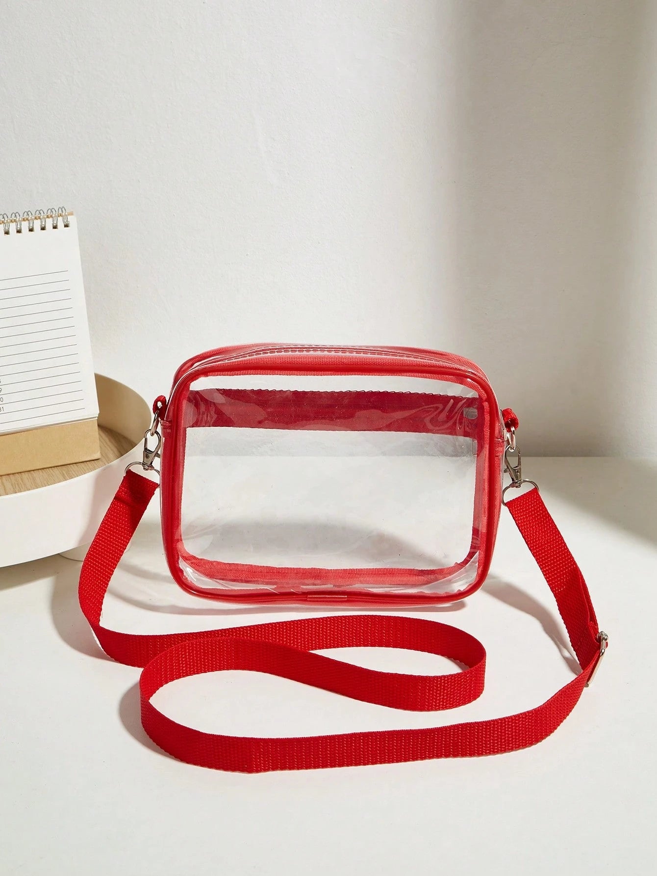 Casual Transparent Crossbody Bag, Minimalist Fashion PVC Zipper Shoulder Bag With Adjustable Strap, Jelly Bag