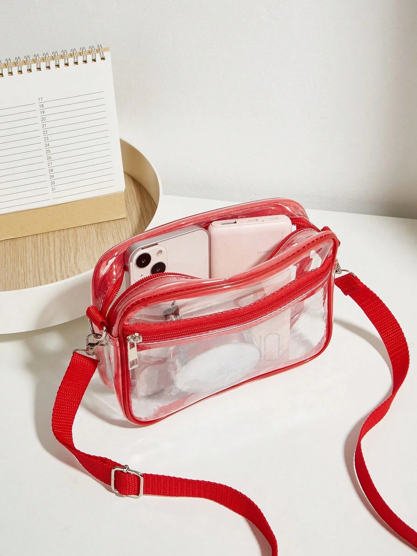Casual Transparent Crossbody Bag, Minimalist Fashion PVC Zipper Shoulder Bag With Adjustable Strap, Jelly Bag
