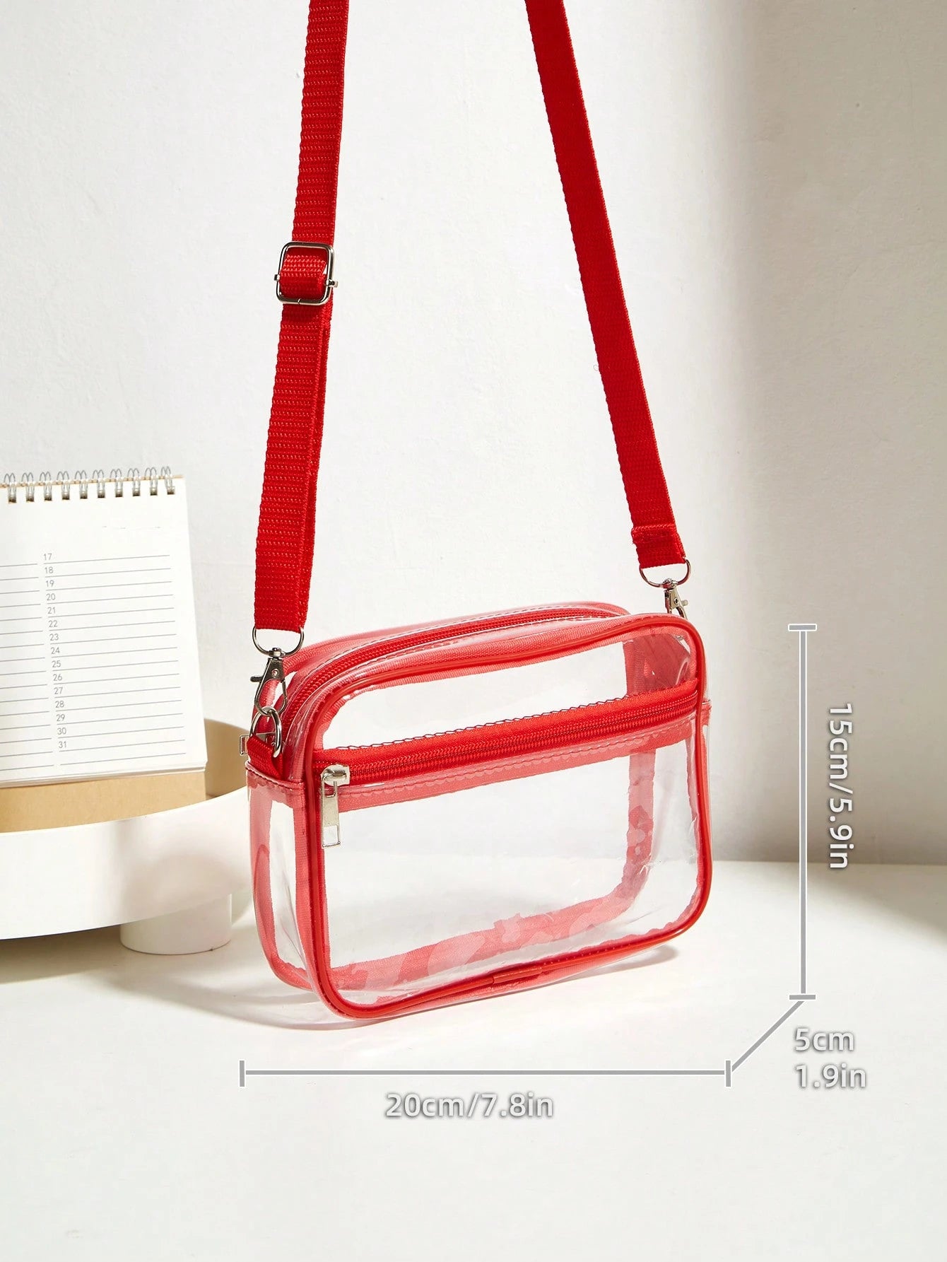 Casual Transparent Crossbody Bag, Minimalist Fashion PVC Zipper Shoulder Bag With Adjustable Strap, Jelly Bag