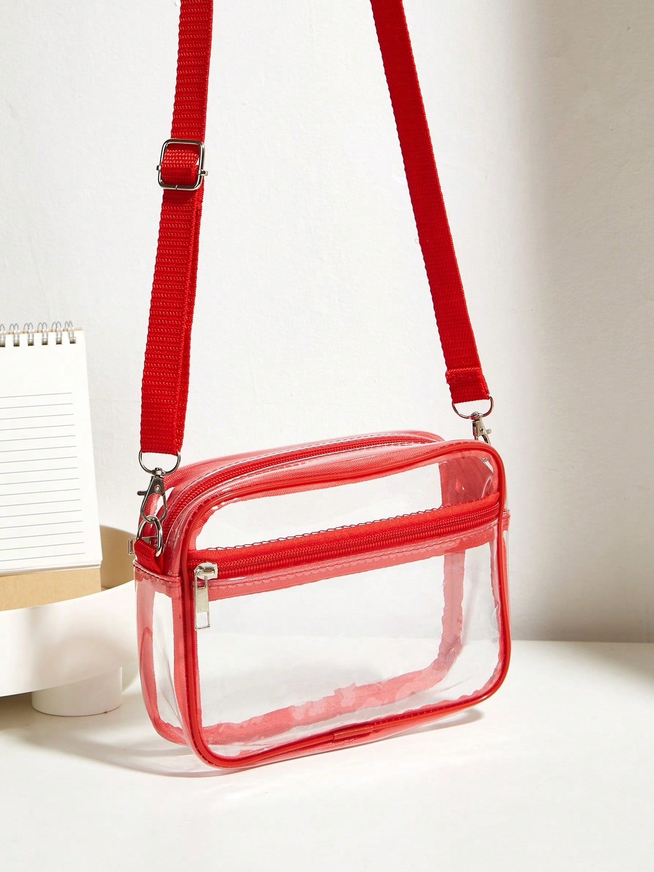 Casual Transparent Crossbody Bag, Minimalist Fashion PVC Zipper Shoulder Bag With Adjustable Strap, Jelly Bag