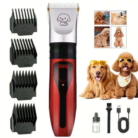 CGECGE Rechargeable Pet Grooming Kit, Dog Grooming Scissors, Low Noise, LED Display, Adjustable Comb, Rechargeable Cordless Dog Clippers, Professional-Grade Home Grooming Tools, Specially Designed For