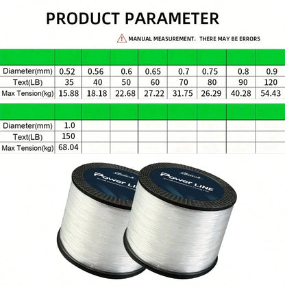 Chelesh 546YDS Monofilament Fishing Line, Transparent Invisible Absorbent, Nylon Line, Diameter 0.52mm-1.0mm, Strength 35LB-150LB, Suitable For Freshwater, Saltwater, Surf Fishing, Ideal For Long-Rang