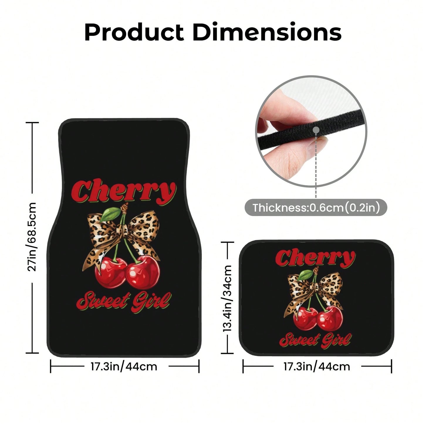 Cherry Leopard Print Bowknot Pattern Car Floor Mat, With Artistic Decoration, Is A Car Interior Accessory. The Floor Mat Is Clearly Printed With Fashionable And Luxurious Patterns, A Cute And Comforta