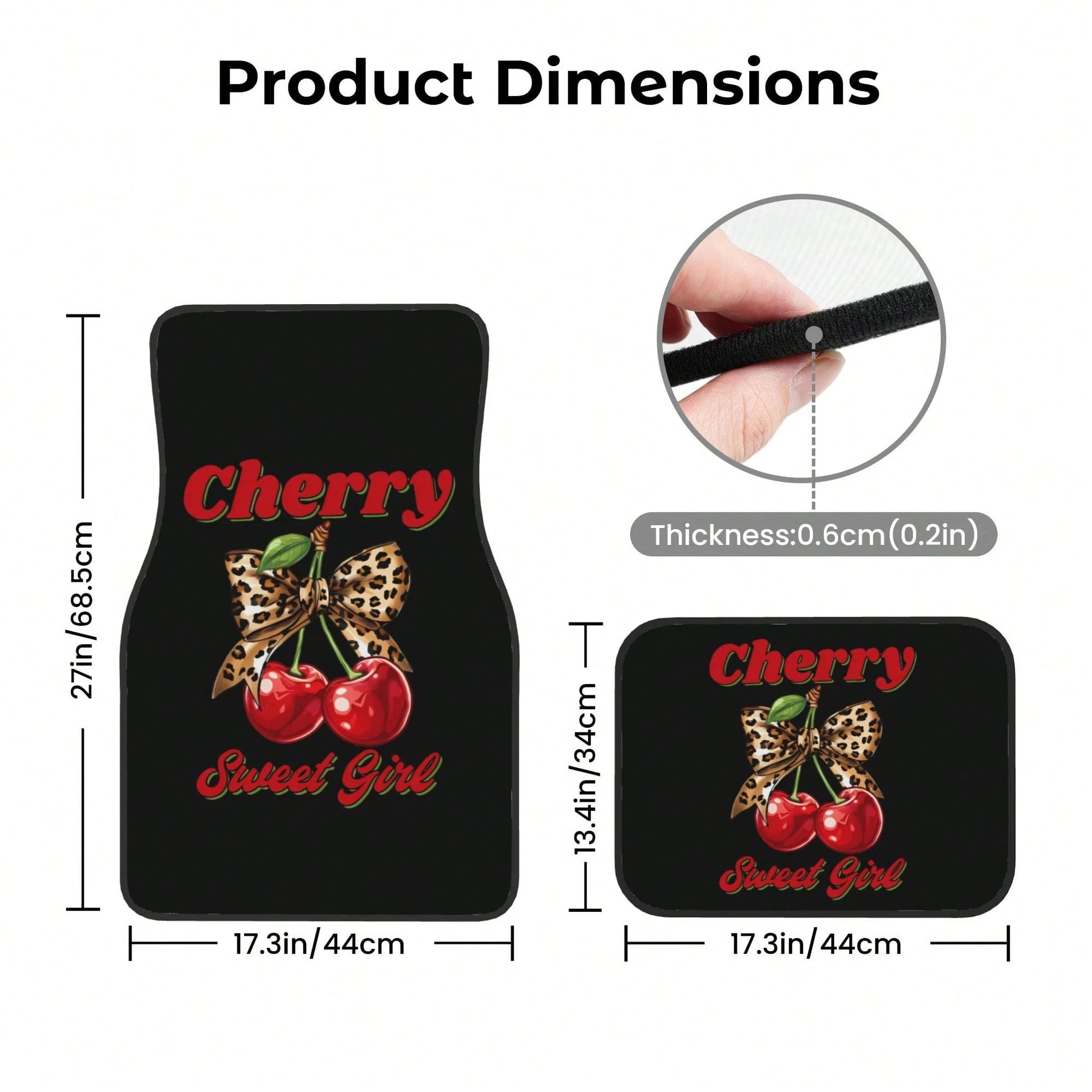 Cherry Leopard Print Bowknot Pattern Car Floor Mat, With Artistic Decoration, Is A Car Interior Accessory. The Floor Mat Is Clearly Printed With Fashionable And Luxurious Patterns, A Cute And Comforta