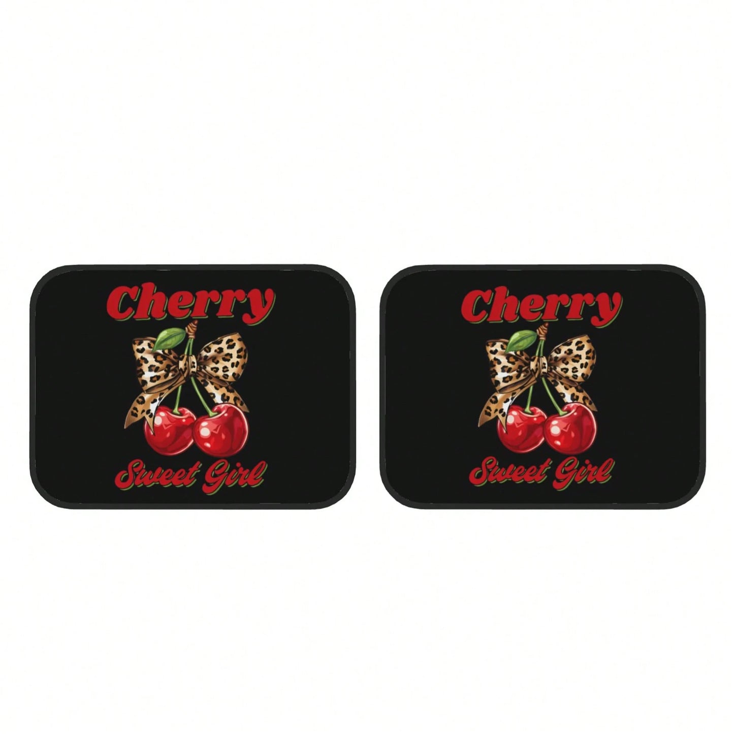 Cherry Leopard Print Bowknot Pattern Car Floor Mat, With Artistic Decoration, Is A Car Interior Accessory. The Floor Mat Is Clearly Printed With Fashionable And Luxurious Patterns, A Cute And Comforta