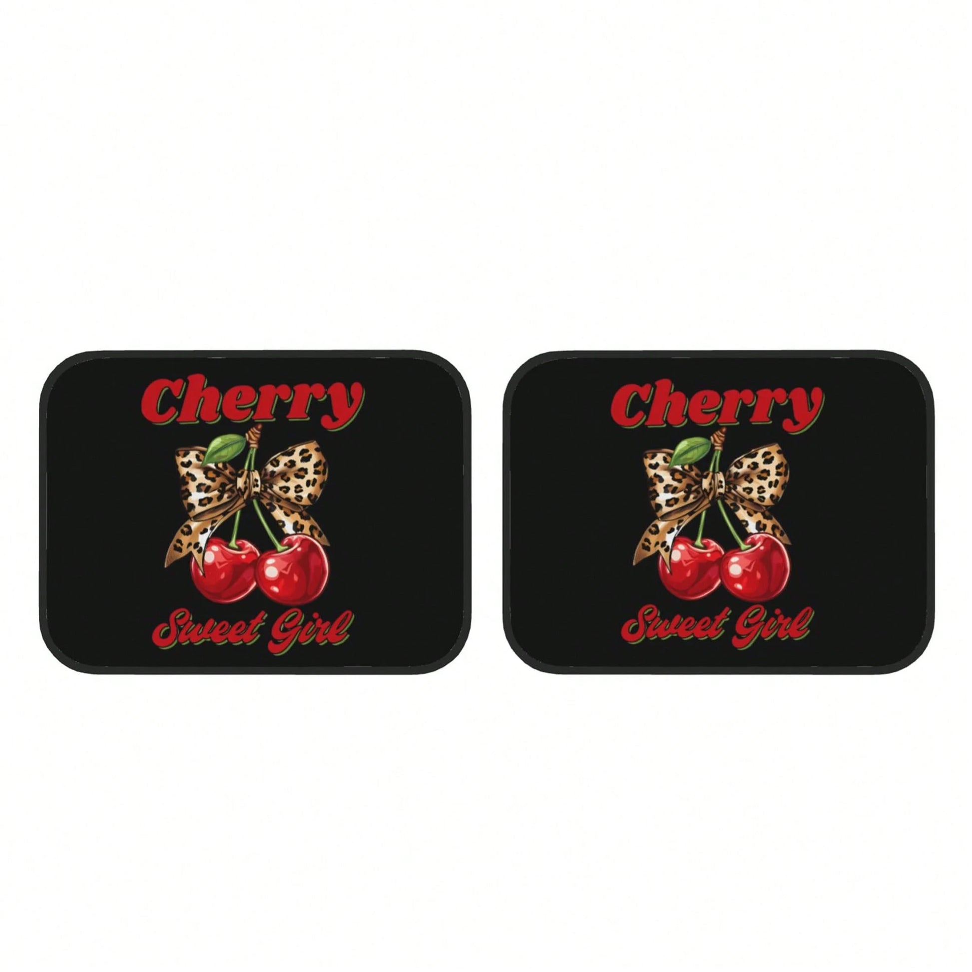 Cherry Leopard Print Bowknot Pattern Car Floor Mat, With Artistic Decoration, Is A Car Interior Accessory. The Floor Mat Is Clearly Printed With Fashionable And Luxurious Patterns, A Cute And Comforta