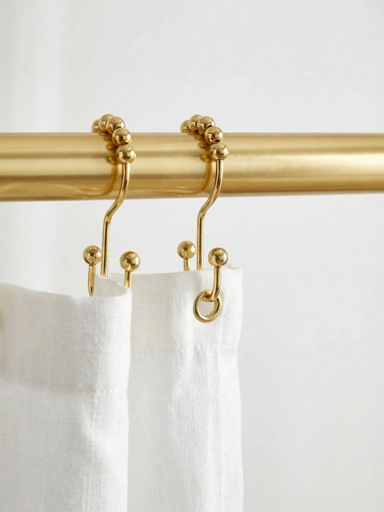 Cirelle 12PCS No-Drill Shower Curtain Hooks- Smooth-Gliding Double-Sided Design, Rust-Proof Rolling Ball Hooks For Bathroom & Window