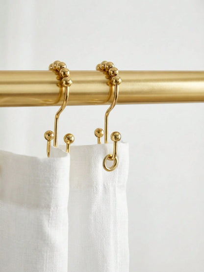 Cirelle 12PCS No-Drill Shower Curtain Hooks- Smooth-Gliding Double-Sided Design, Rust-Proof Rolling Ball Hooks For Bathroom & Window