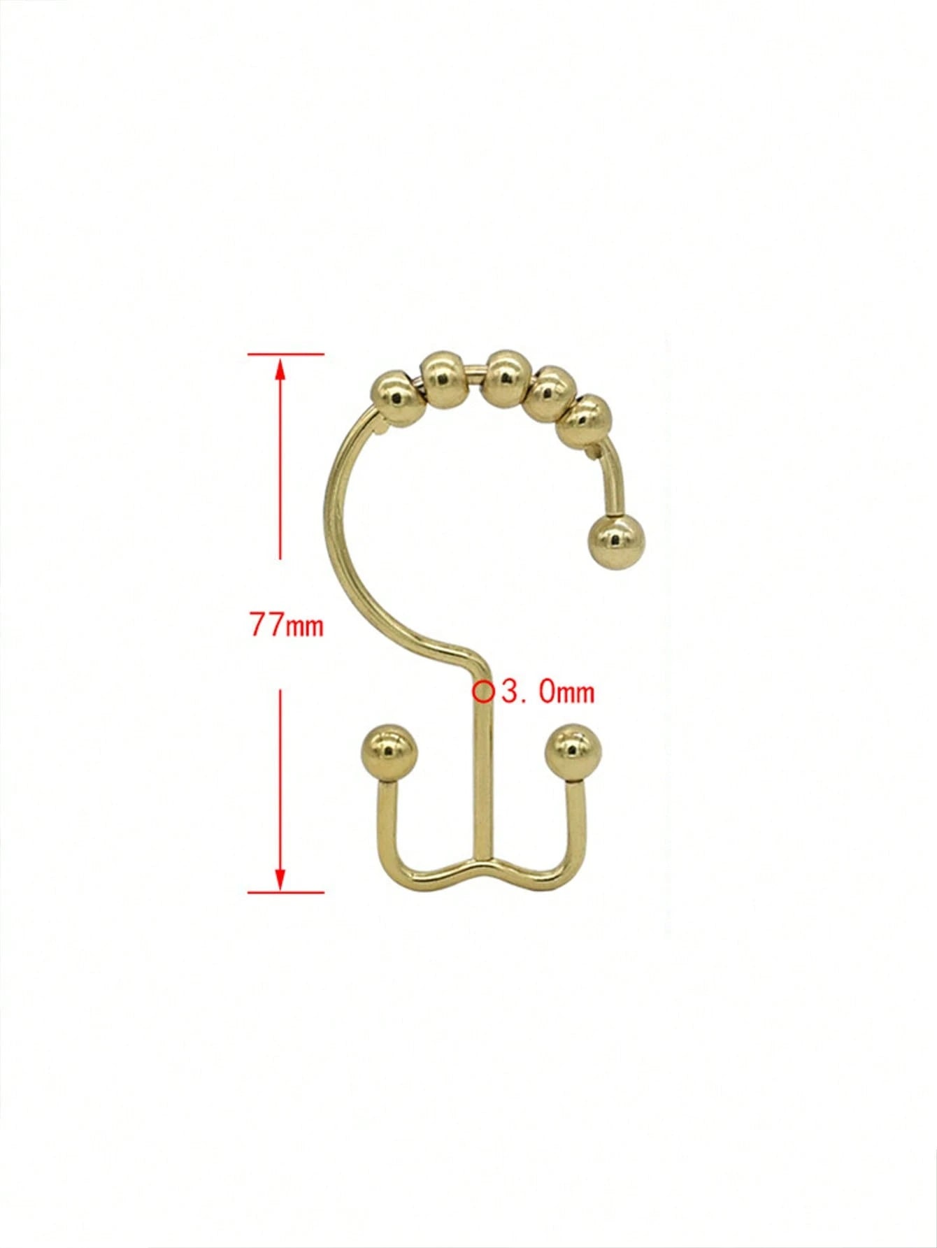 Cirelle 12PCS No-Drill Shower Curtain Hooks- Smooth-Gliding Double-Sided Design, Rust-Proof Rolling Ball Hooks For Bathroom & Window
