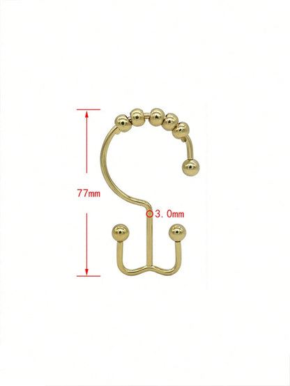 Cirelle 12PCS No-Drill Shower Curtain Hooks- Smooth-Gliding Double-Sided Design, Rust-Proof Rolling Ball Hooks For Bathroom & Window