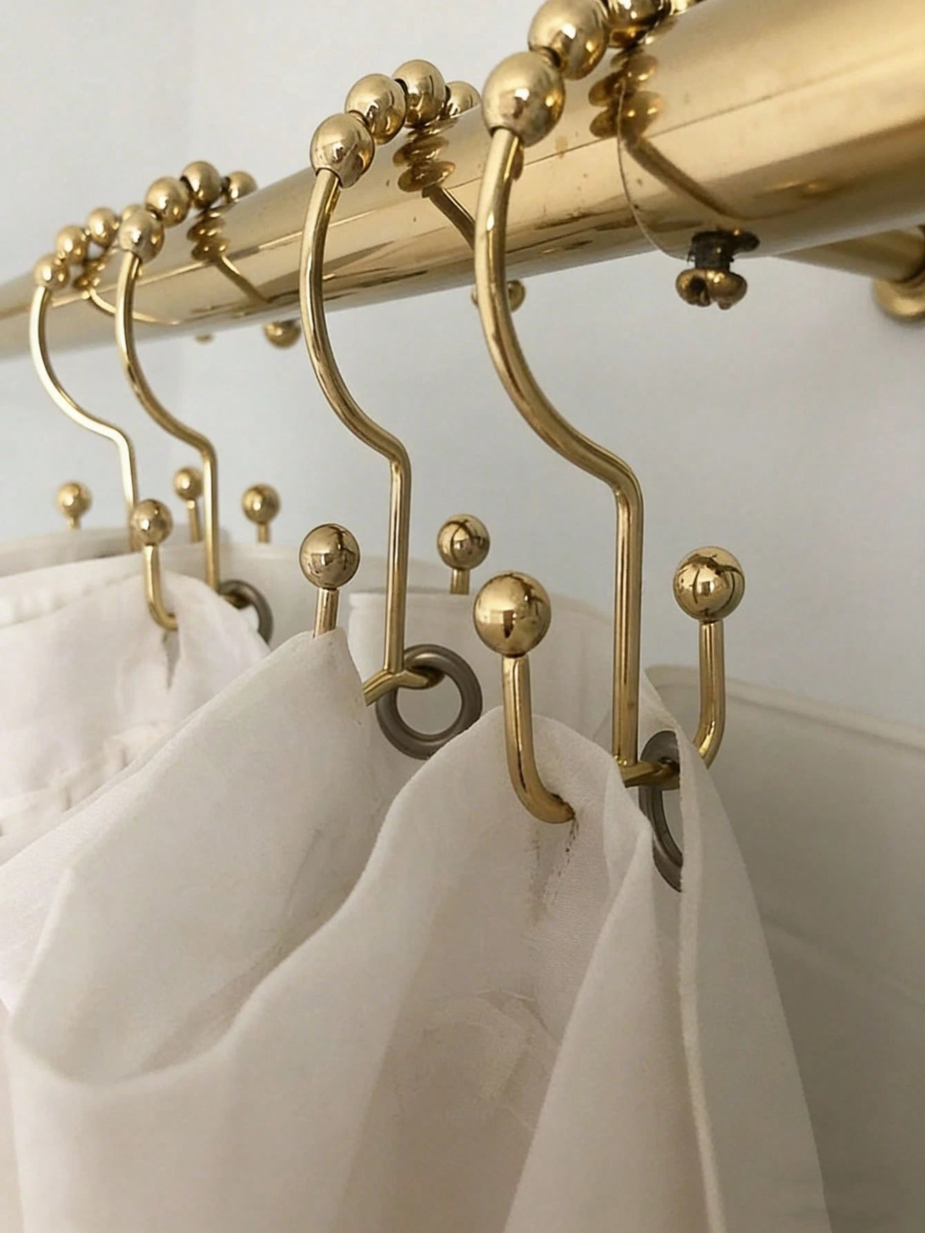 Cirelle 12PCS No-Drill Shower Curtain Hooks- Smooth-Gliding Double-Sided Design, Rust-Proof Rolling Ball Hooks For Bathroom & Window