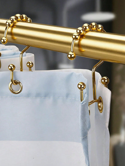 Cirelle 12PCS No-Drill Shower Curtain Hooks- Smooth-Gliding Double-Sided Design, Rust-Proof Rolling Ball Hooks For Bathroom & Window