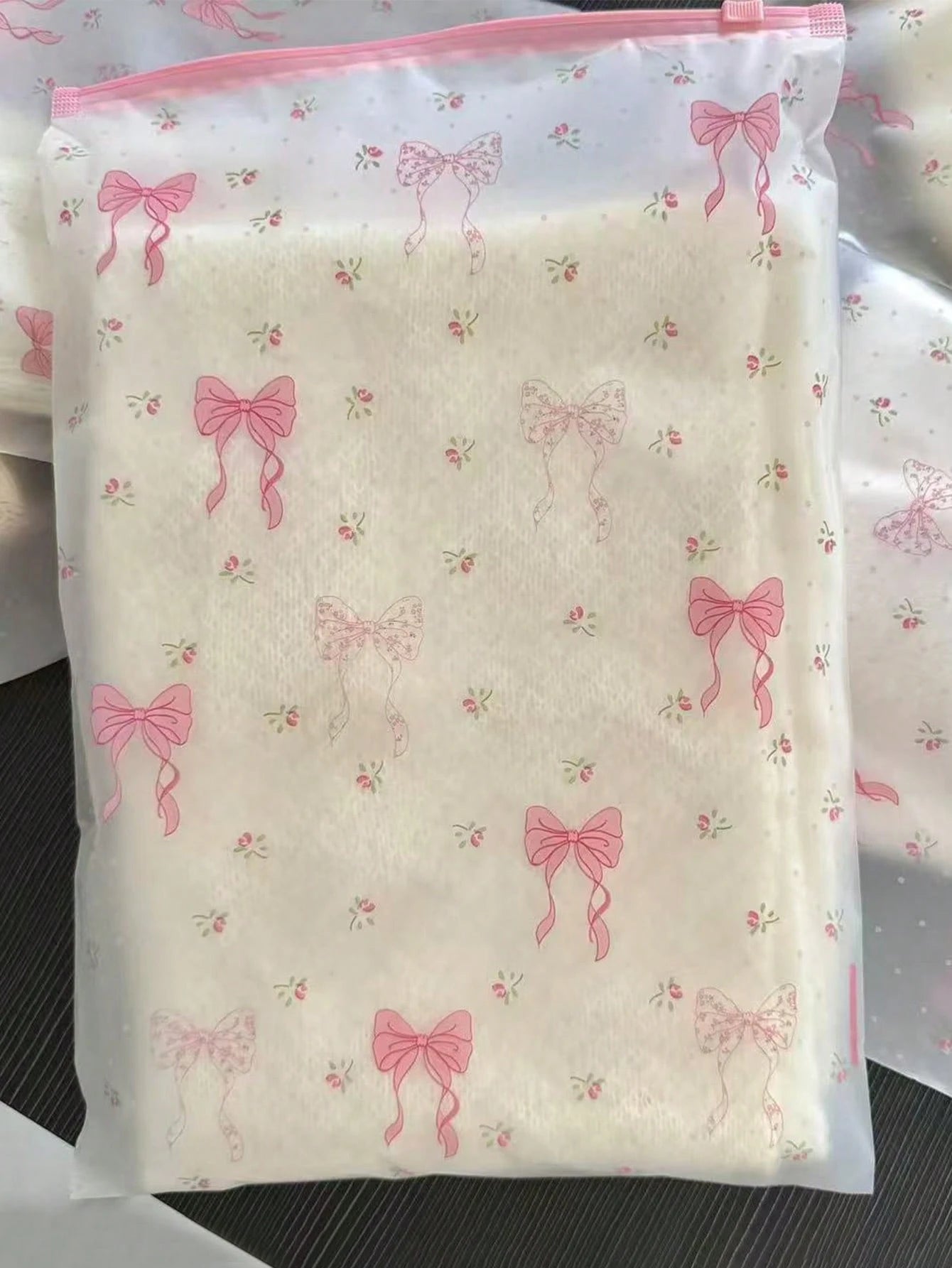 Clothing Storage Bag Set, Transparent Floral Bow Zipper Storage Bags, Suitable For Baby And Family Travel Luggage Organization