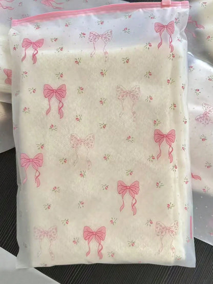 Clothing Storage Bag Set, Transparent Floral Bow Zipper Storage Bags, Suitable For Baby And Family Travel Luggage Organization