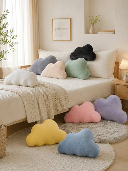 Cloud Pillow, Soft Plush Decorative Throw Pillow, Suitable For Sofa Bed, Cloud Shaped Room Decor Pillow, Fluffy Faux Rabbit Fur, Suitable For Living Room Bedroom