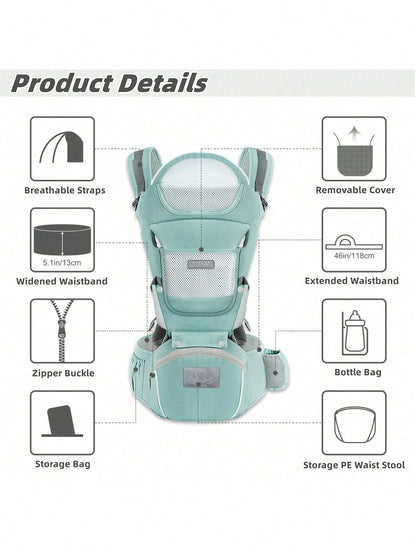 CN. Grey/Blue/Black/Pink Baby Carrier,Ergonomic Infant Carrier With Hip Seat Bag Soft Baby Carrier Newborn To Toddler 7-45lbs Baby Holder Carrier