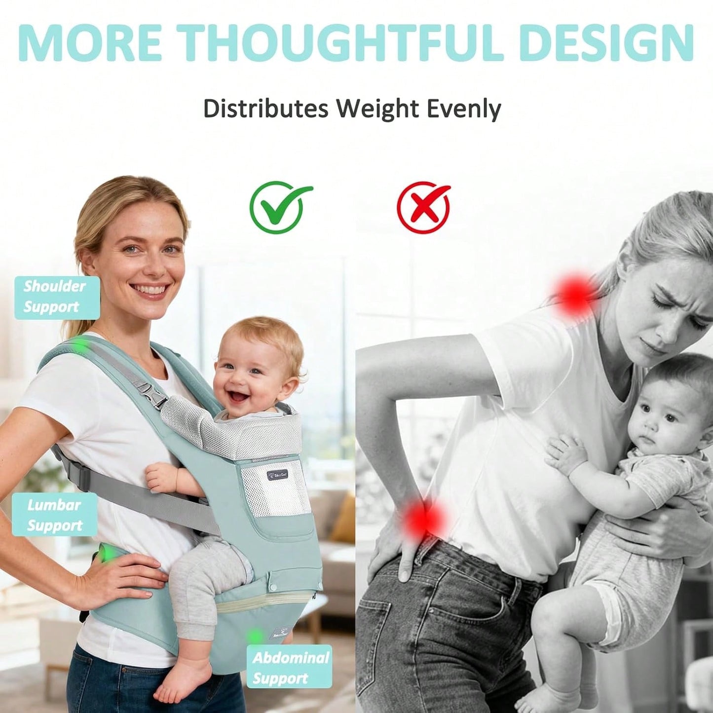 CN. Grey/Blue/Black/Pink Baby Carrier,Ergonomic Infant Carrier With Hip Seat Bag Soft Baby Carrier Newborn To Toddler 7-45lbs Baby Holder Carrier