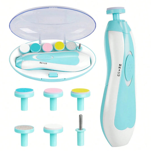 Cochildor Baby Nail Sharpener, 6 In 1 Safety Cutter Trimmer Clipper For Toes And Fingers, Put 2 AA Batteries (Excluding Batteries) Before Use, Blue