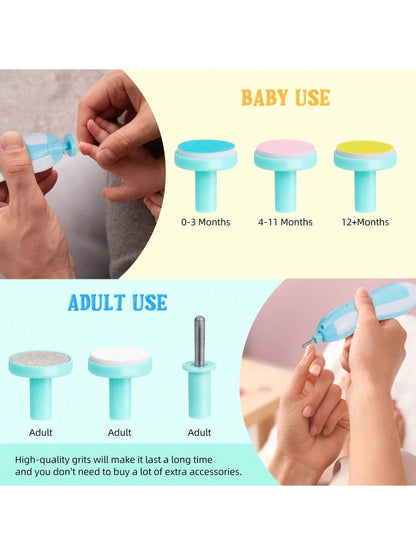 Cochildor Baby Nail Sharpener, 6 In 1 Safety Cutter Trimmer Clipper For Toes And Fingers, Put 2 AA Batteries (Excluding Batteries) Before Use, Blue