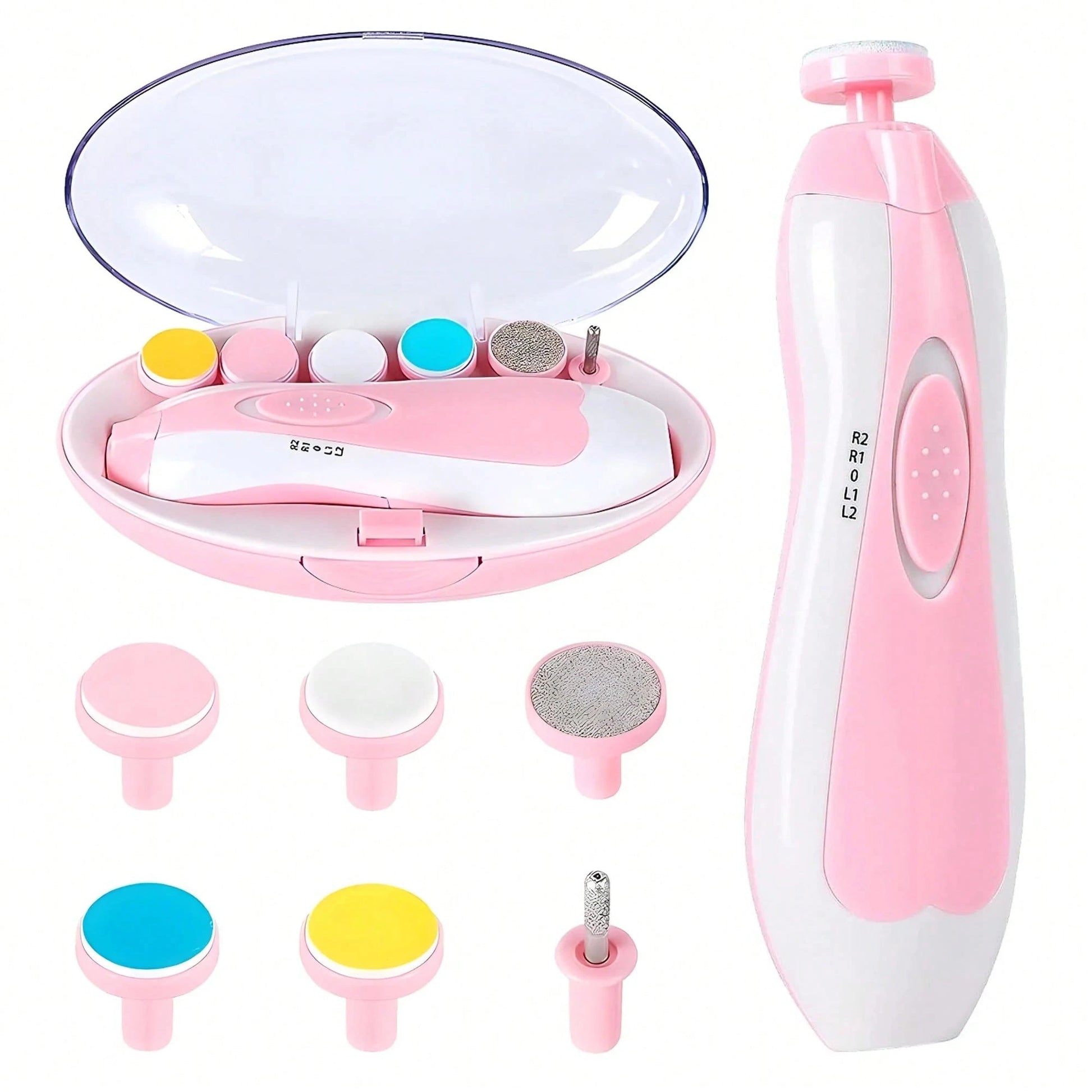 Cochildor Baby Nail Sharpener, 6 In 1 Safety Cutter Trimmer Clipper For Toes And Fingers, Put 2 AA Batteries (Excluding Batteries) Before Use, Blue