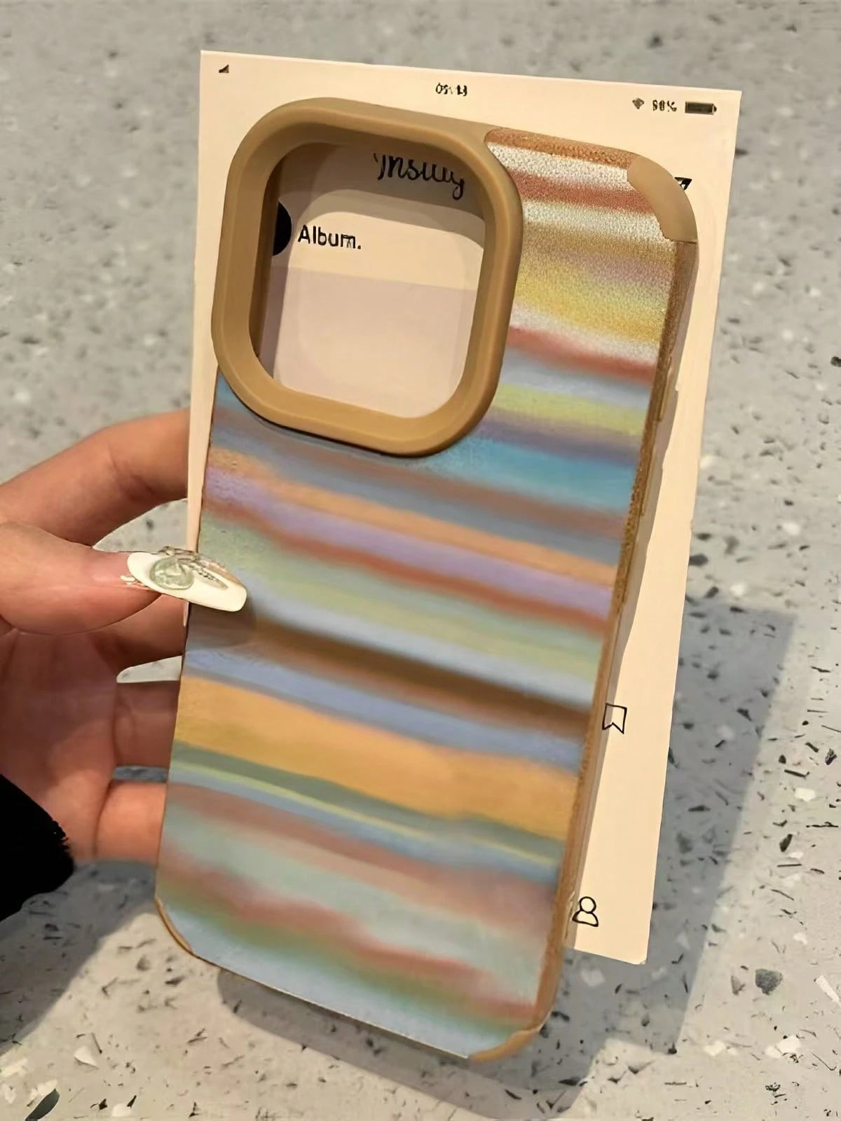Colorful Gradient Stripes Fur Protective Case, High Value And Stylish, A Perfect Gift For Friends And Family Suitable For 11 12 13 14 15 16 17 17Air X XS Pro Max Plus