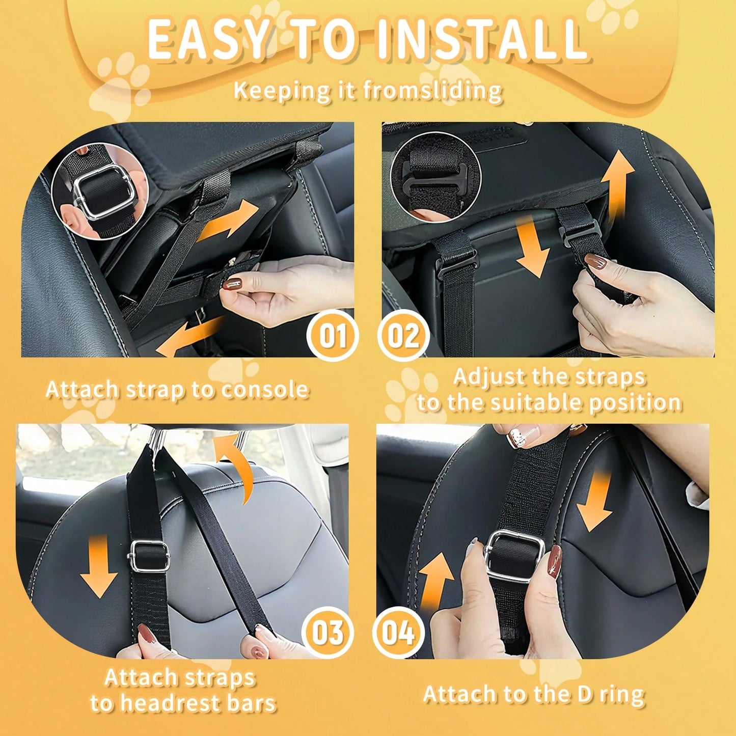 Comfortable Central Console Dog Car Seat, Portable Cozy Booster Car Seat, Deluxe Pet Car Seat For Dogs & Cats With Safety Harness, Breathable Mesh & Soft Padding- Comfortable Travel