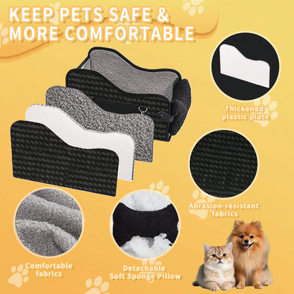 Comfortable Central Console Dog Car Seat, Portable Cozy Booster Car Seat, Deluxe Pet Car Seat For Dogs & Cats With Safety Harness, Breathable Mesh & Soft Padding- Comfortable Travel
