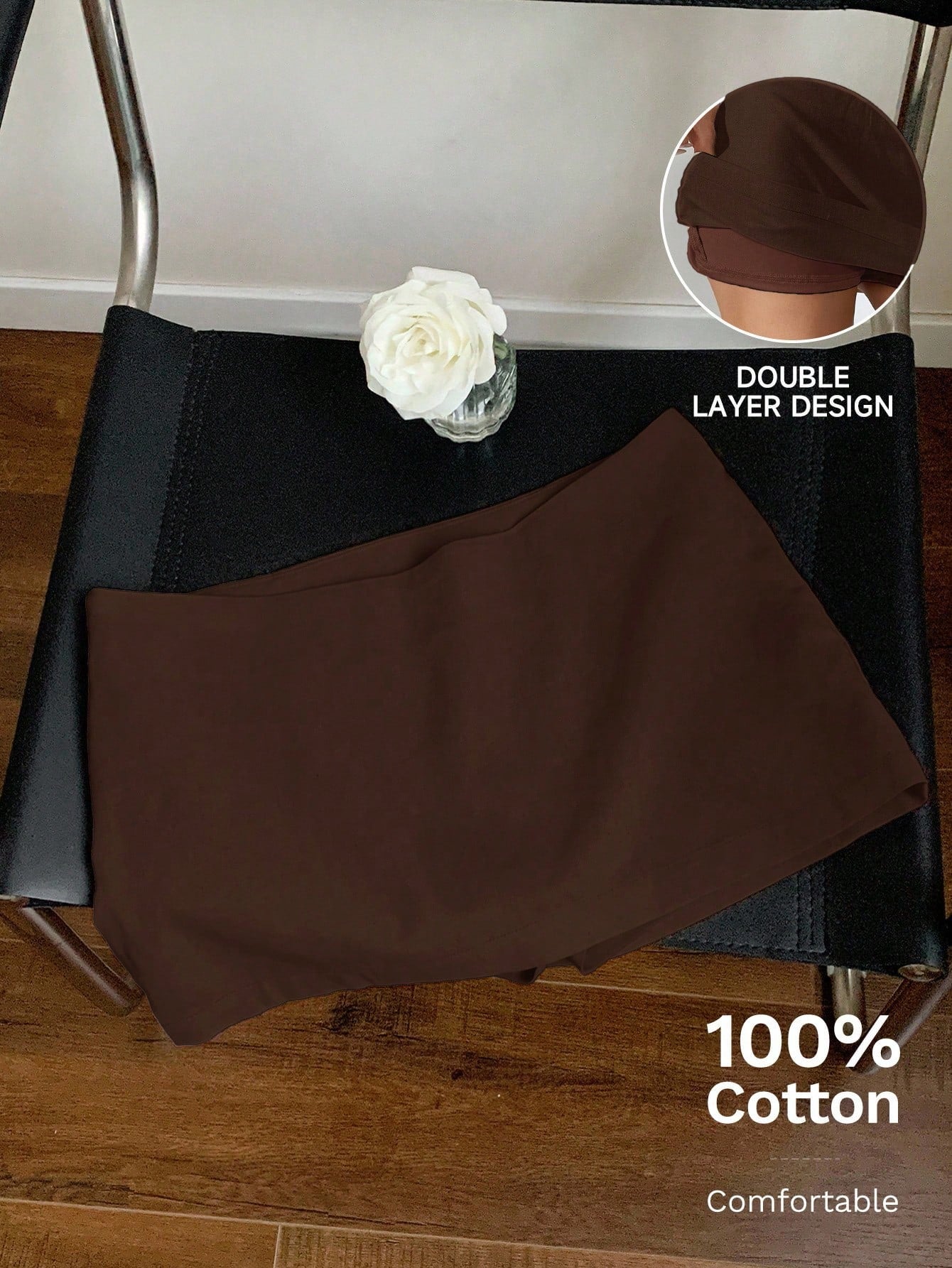 Comfortcana Coffee Brown Mini Low-Waist Skirt, Summer