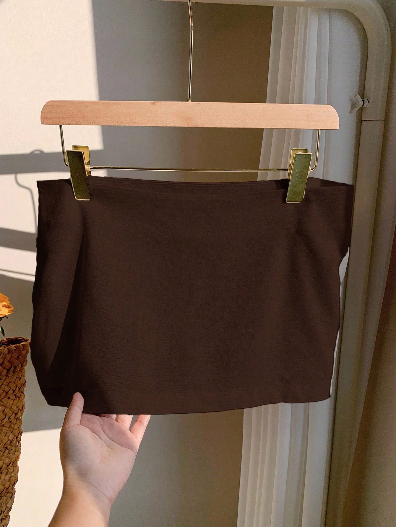 Comfortcana Coffee Brown Mini Low-Waist Skirt, Summer