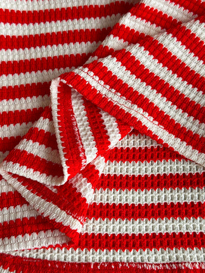 Comfortcana Plus Size Crochet Striped Red Tie-Front Cardigan Women's Top Fall