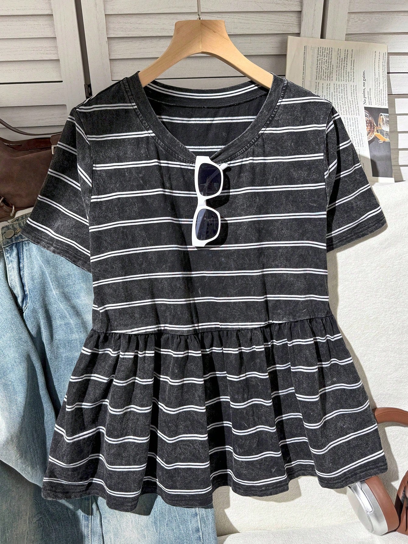 Comfortcana Plus Size Women's Casual 90s Smart Casual Dark Green Round Neck A-Line Slimming Short Sleeve T-Shirt Summer Vacation Formal